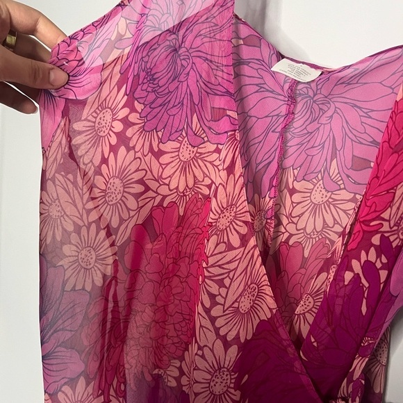 Avon Y2K Wrap Sheer Dress Floral Print Large - Picture 5 of 6